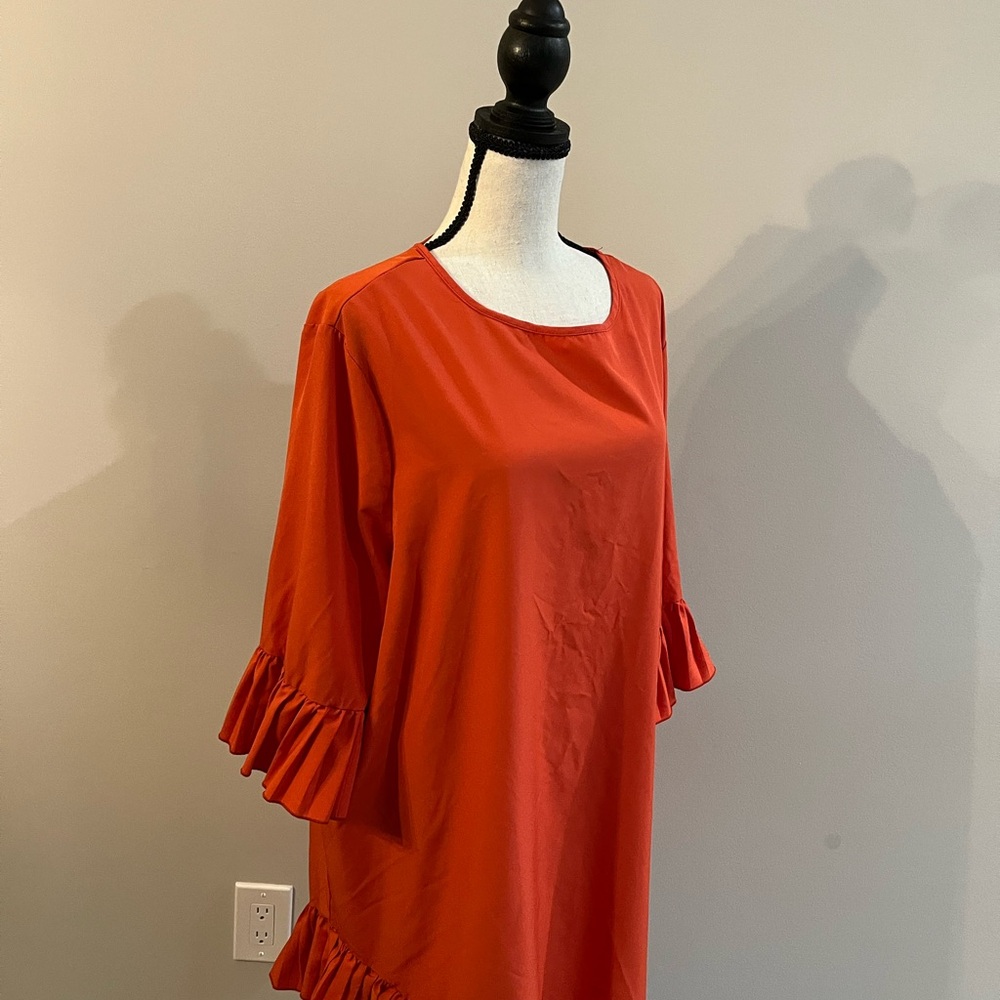 Orange Ruffle Hem Dress - Picture 3 of 4